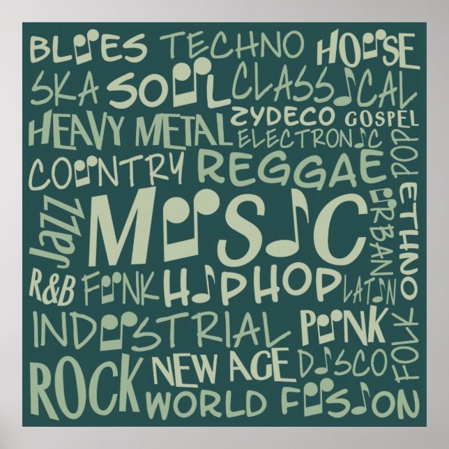 Music Genres Word Collage poster (Front)