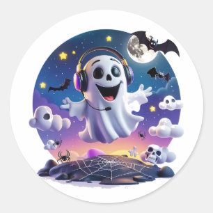 Music Ghost Classic Round Sticker