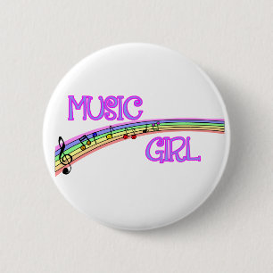 Music Girl Rainbow 6 Cm Round Badge