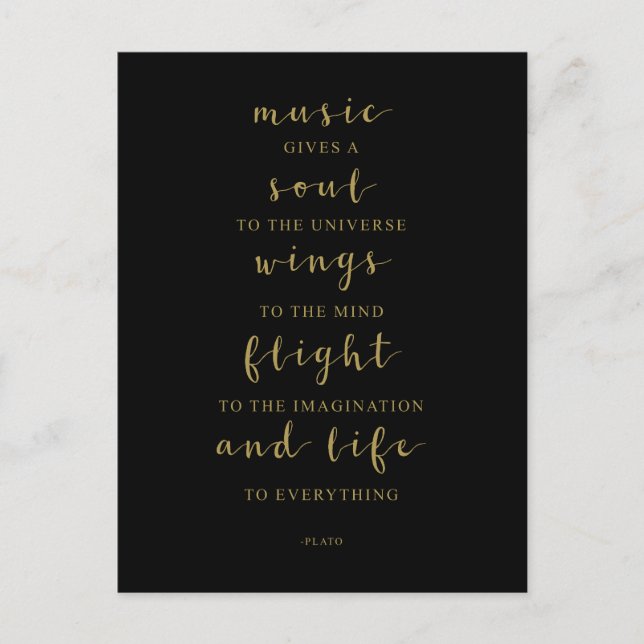 Music Gives A Soul To The Universe, Plato Quote Postcard (Front)