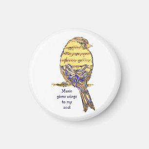 Music gives my soul wings Music Note Bird Magnet