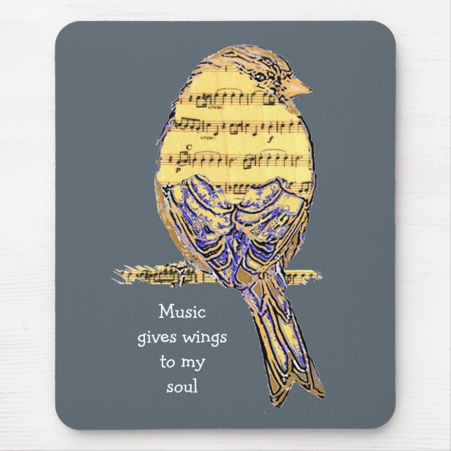 Music gives my soul wings Music Note Bird Mouse Pad (Front)
