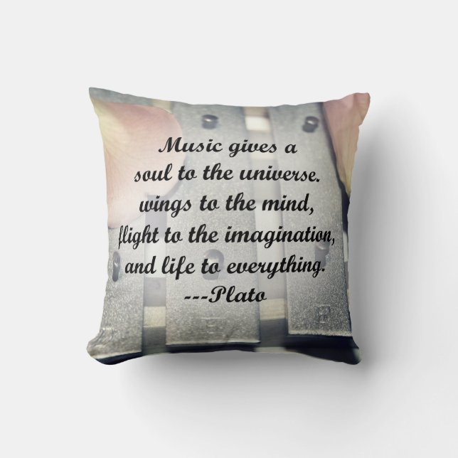 Music gives soul bells rose design cushion (Front)