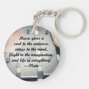 Music gives soul bells rose design key ring