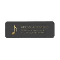 Music Gold Eighth Note Return Address Label