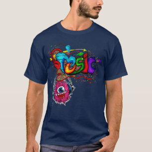 Music Graffiti Old School Hip Colourful Airbrush G T-Shirt