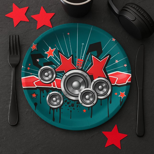 Music Graphic Speakers Audio Paper Plate (Creator Uploaded)