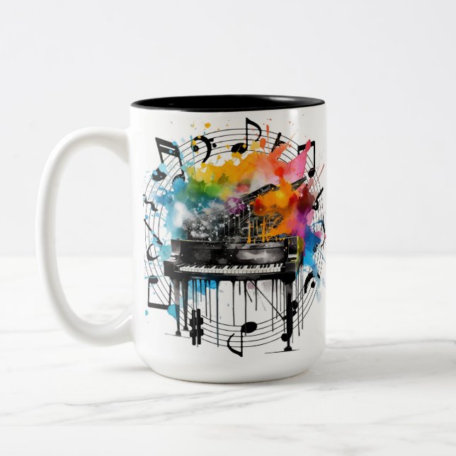 Music graphic Two-Tone coffee mug (Left)