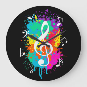 Music grunge large clock