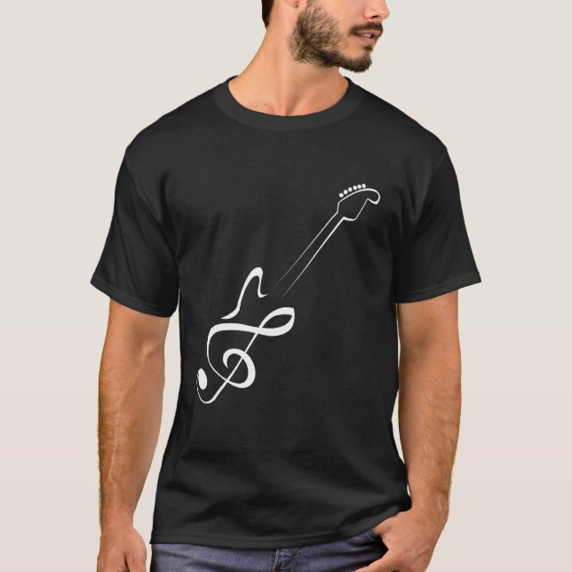 Music Guitar And Music Note T-Shirt (Front)