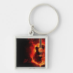 music guitar flames fire note dance Destiny'S Key Ring