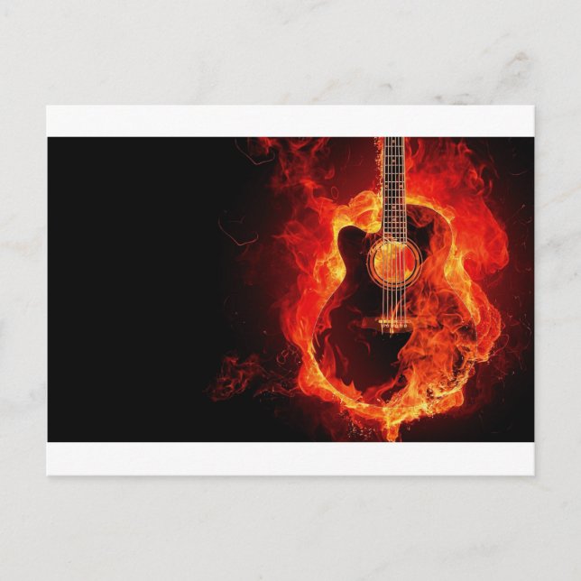 music guitar flames fire note dance Destiny'S Postcard (Front)
