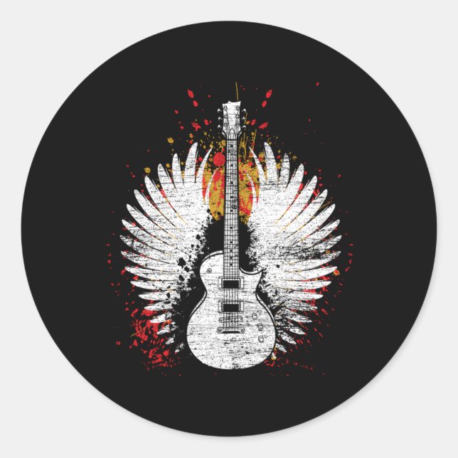 Music Guitar Guitar Black Small Classic Round Sticker (Front)