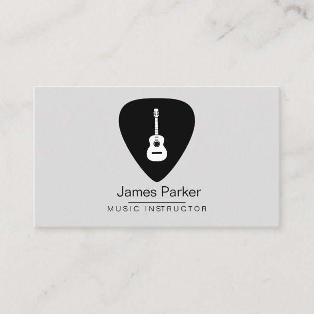 Music Guitar Instructor Logo Minimalist Musician Business Card (Front)