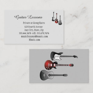 Music Guitar Lessons Teacher Instructor Tutor Business Card