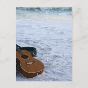 Music Guitar Love Sea Lonely Beach Postcard