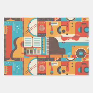 Music Guitar Piano Colorful Wrapping Paper Sheet