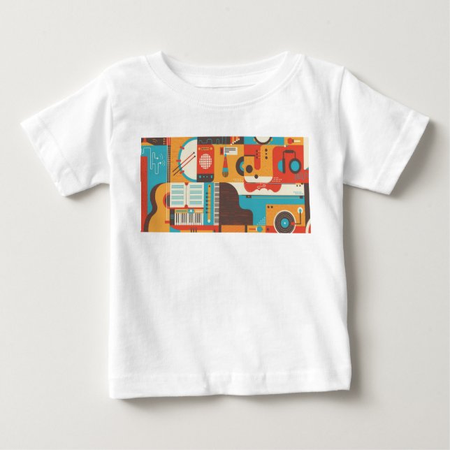 Music Guitar Piano Colourful Baby T-Shirt (Front)