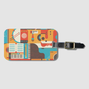Music Guitar Piano Colourful Luggage Tag