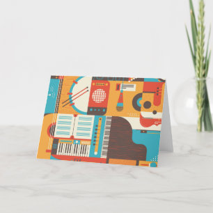 Music Guitar Piano Colourful Thank You Card