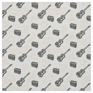 Music Guitar Radio Pattern Custom Linen Fabric