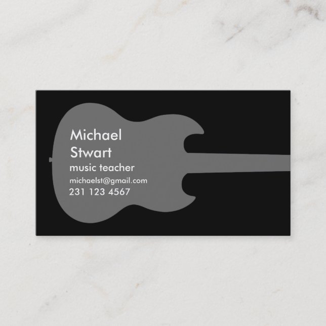 music guitar teacher / black business card (Front)