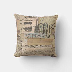 Music Guitar Violin Tuba Throw Pillow 16" x 16"