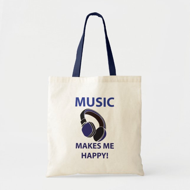 Music Headphone Music Makes Me Happy Music Tote Bag (Front)