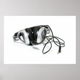 Music Headphones, Cable and Jack Poster