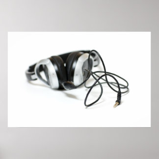 Music Headphones, Cable and Jack Poster
