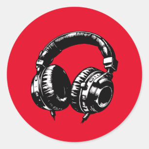 Music Headphones Dance DJ Birthday Party Classic Round Sticker
