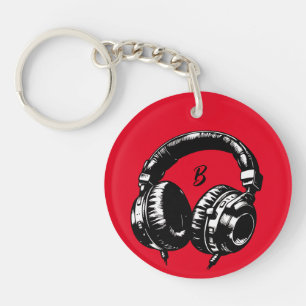 Music Headphones DJ Birthday Party Key Ring
