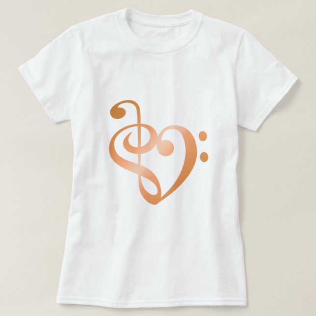 Music Heart Copper in Love heart shape T-Shirt (Design Front)