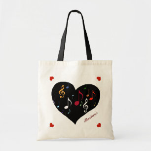 music heart for her personalised tote bag