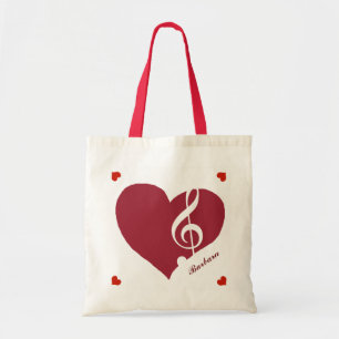music heart for music-lovers personalised tote bag