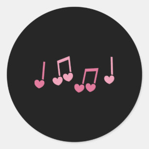 Music Heart Music Note Funny Musician Kids Girls M Classic Round Sticker