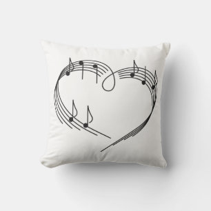 Music Heart Outdoor Throw Pillow