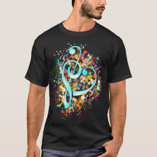 Music Heart Treble Bass Clef Classic T-Shirt