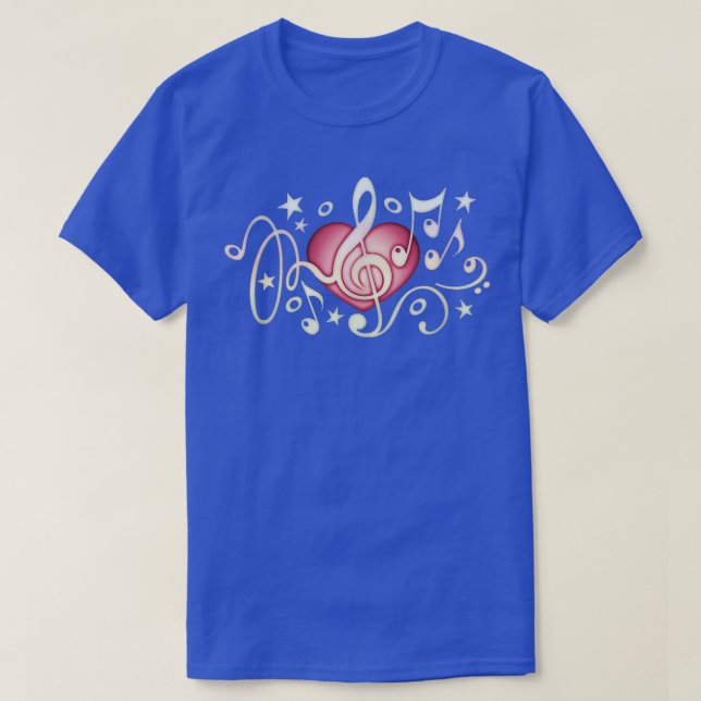 Music heart treble clef musical notes bass sound p T-Shirt (Design Front)