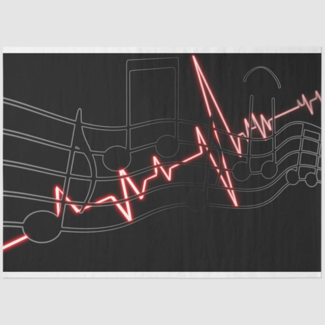 Music Heartbeat Background Decoupage Tissue Paper (Front)