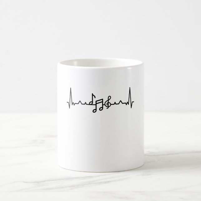 Music Heartbeat band and notes Gifts Coffee Mug (Center)