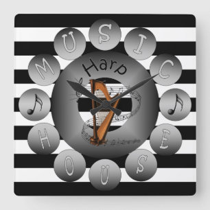 Music House Clock ~ Harp ~ Spiral Scale ~Stripes ~