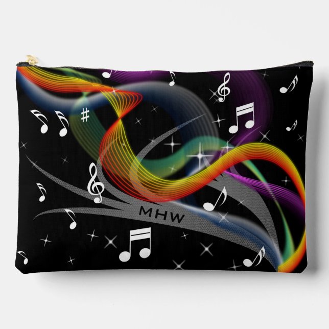 Music Illustration custom monogram Accessory Pouch (Front)