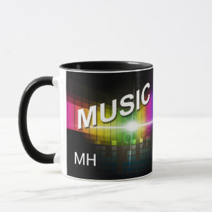 Music Illustration custom monogram mugs