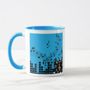 Music Illustration custom monogram mugs