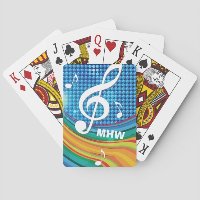 Music Illustration custom monogram playing cards (Back)