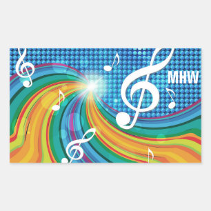 Music Illustration custom monogram stickers