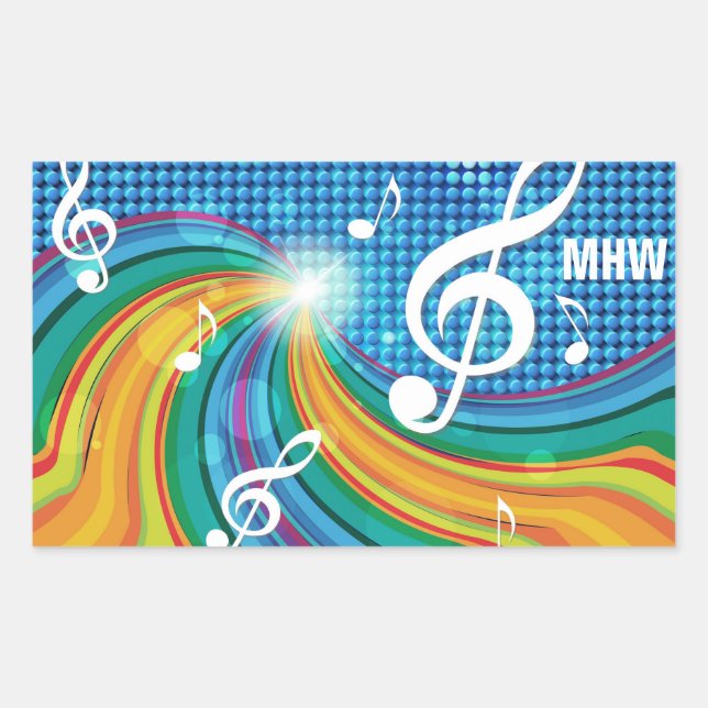 Music Illustration custom monogram stickers (Front)