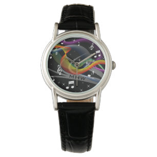 Music Illustration custom monogram watches