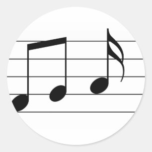 Music illustration. Eighth and sixteenth notes. Classic Round Sticker